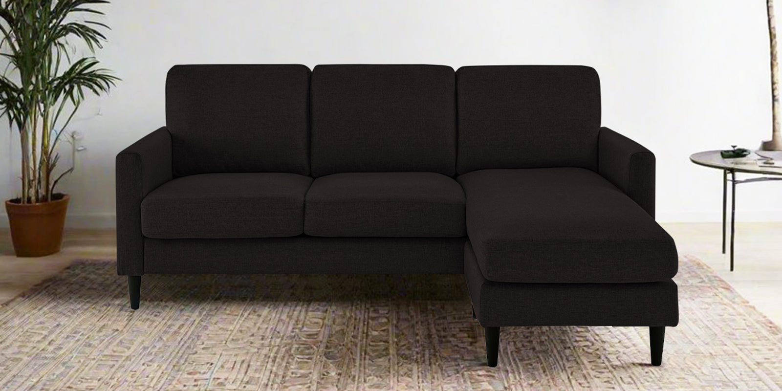 Romie Fabric LHS Sectional Sofa (2+Lounger) In Cara Brown Colour - Febonic Living