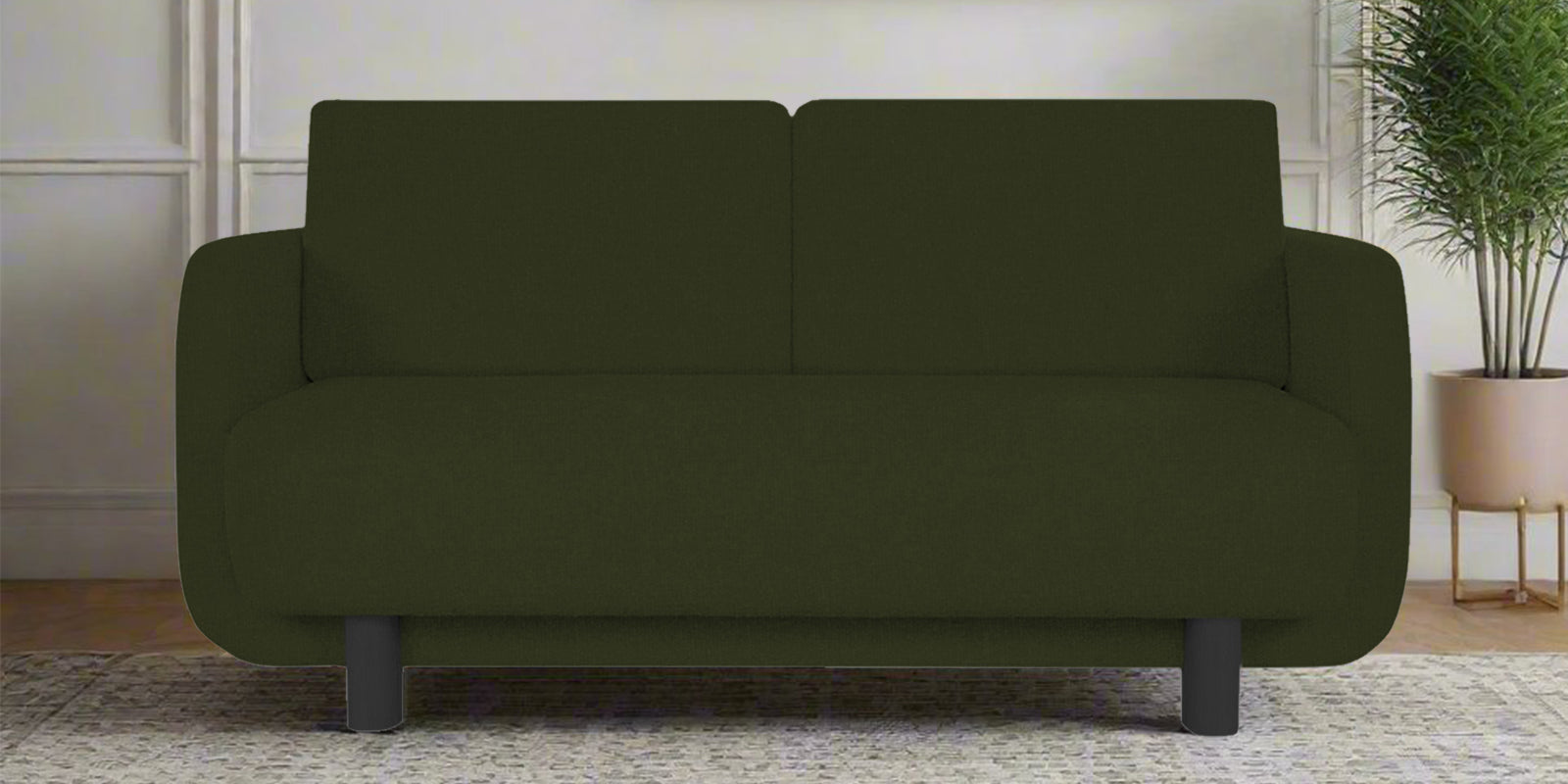 Varu Fabric 2 Seater Sofa In Olive Green Colour - Febonic Living