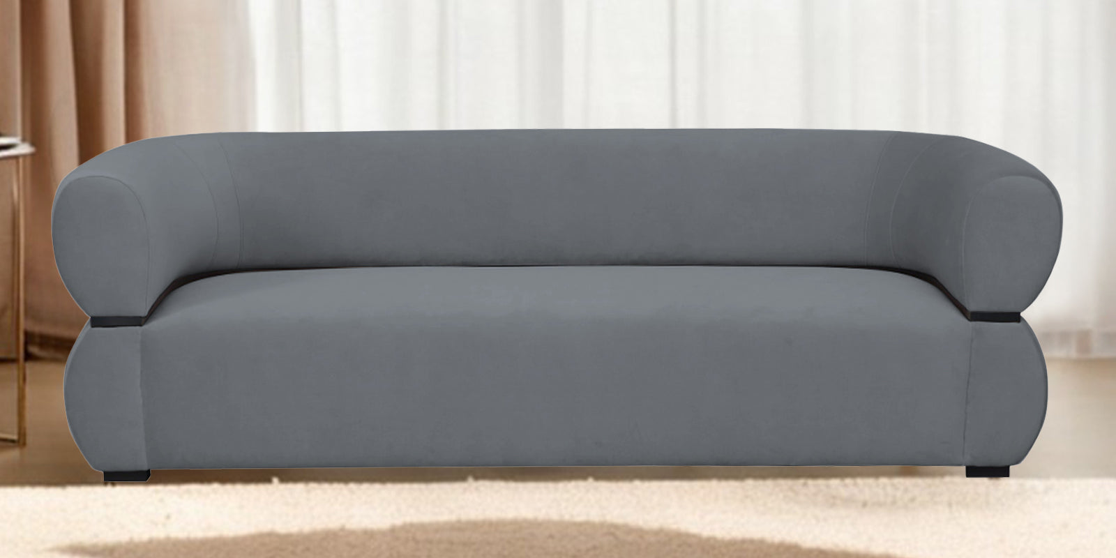 Kula Velvet 3 Seater Sofa In Pubble Grey Colour - Febonic Living
