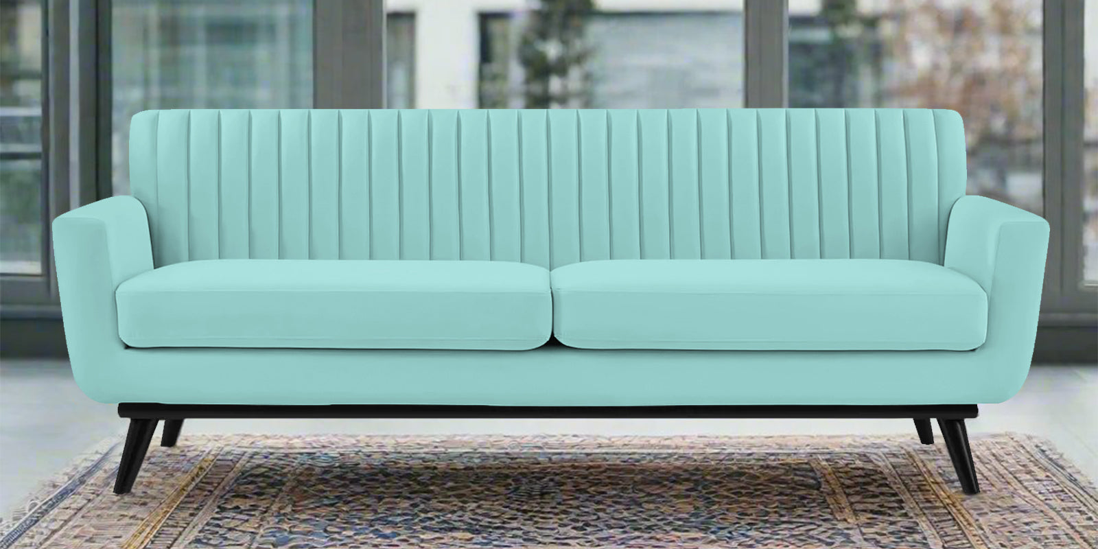Tucker Velvet 3 Seater Sofa In Barmunda Aqua Colour - Febonic Living