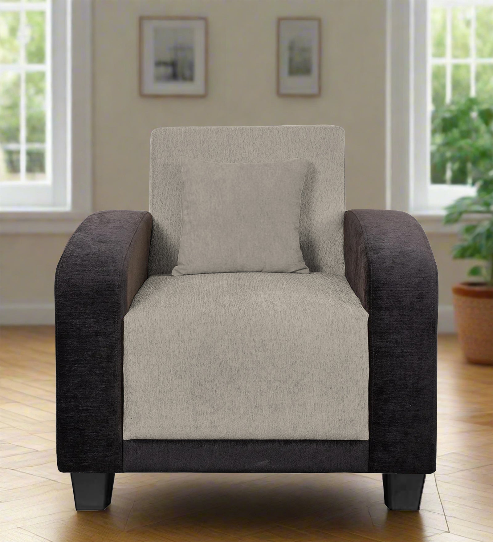 Alex Fabric 1 Seater Sofa In Ash Grey Colour - Febonic Living