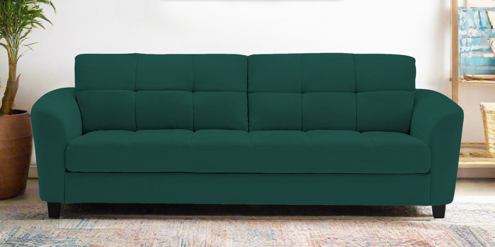Mulan Fabric 3 Seater Sofa In Sage Green Colour - Febonic Living