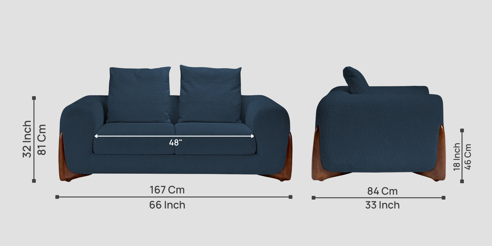 Boko Boucle 2 Seater Sofa In Classic Blue Colour - Febonic Living