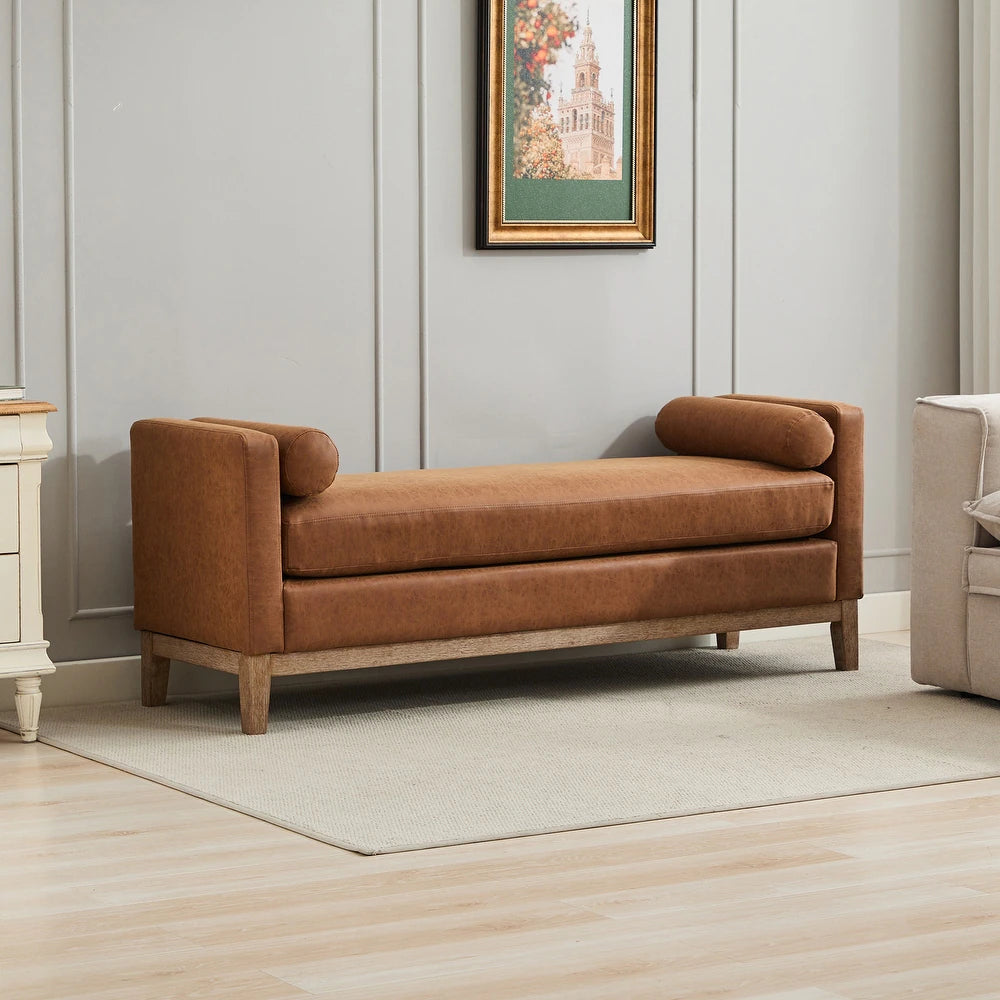 Chicago Leatherette 3 Seater Recamier In Cinnaman Brown Colour - Febonic Living