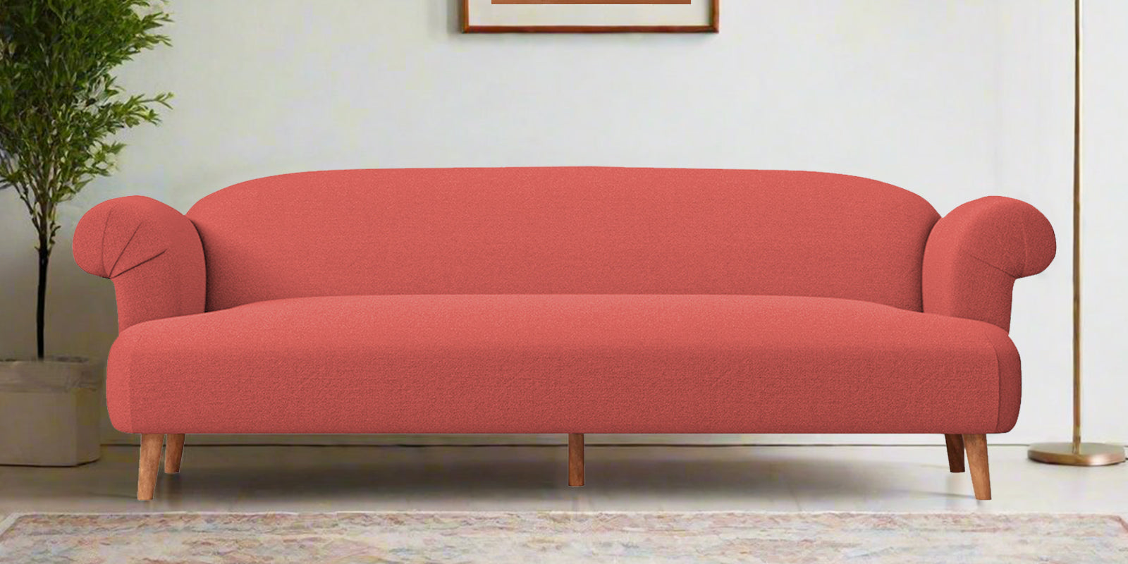 Barber Fabric 3 Seater Sofa In Salmon Pink Colour - Febonic Living