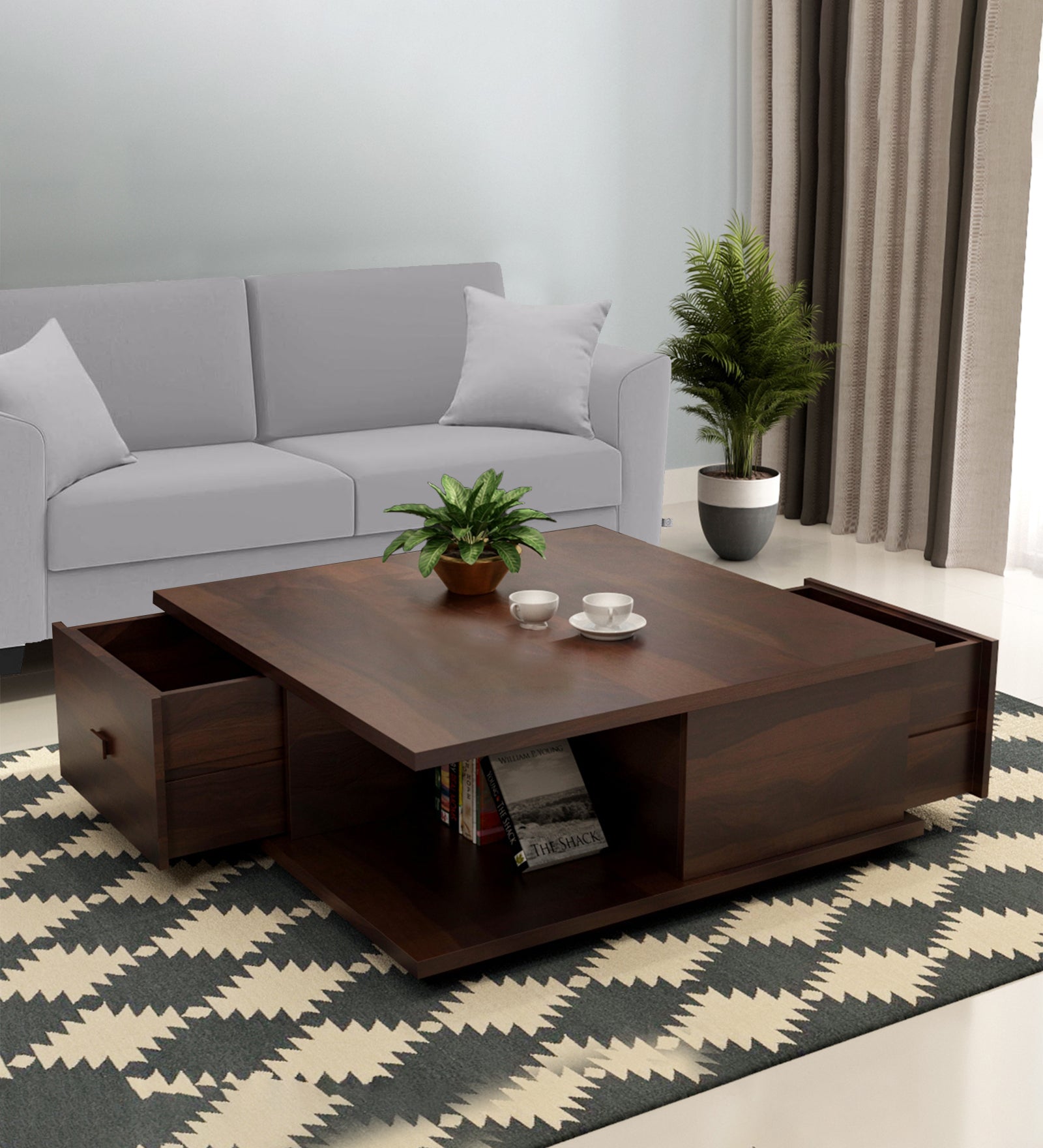kasa Coffee Table In Dark Walnut Finish - Febonic Living