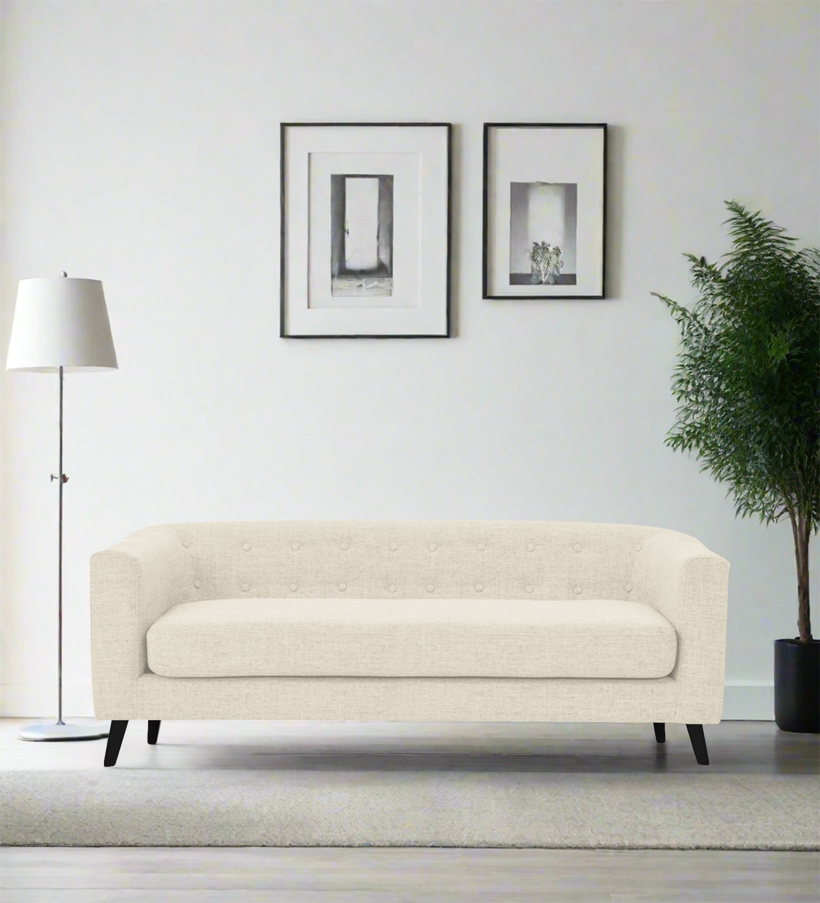 Casper Fabric 3 Seater Sofa In Ivory Cream Colour - Febonic Living