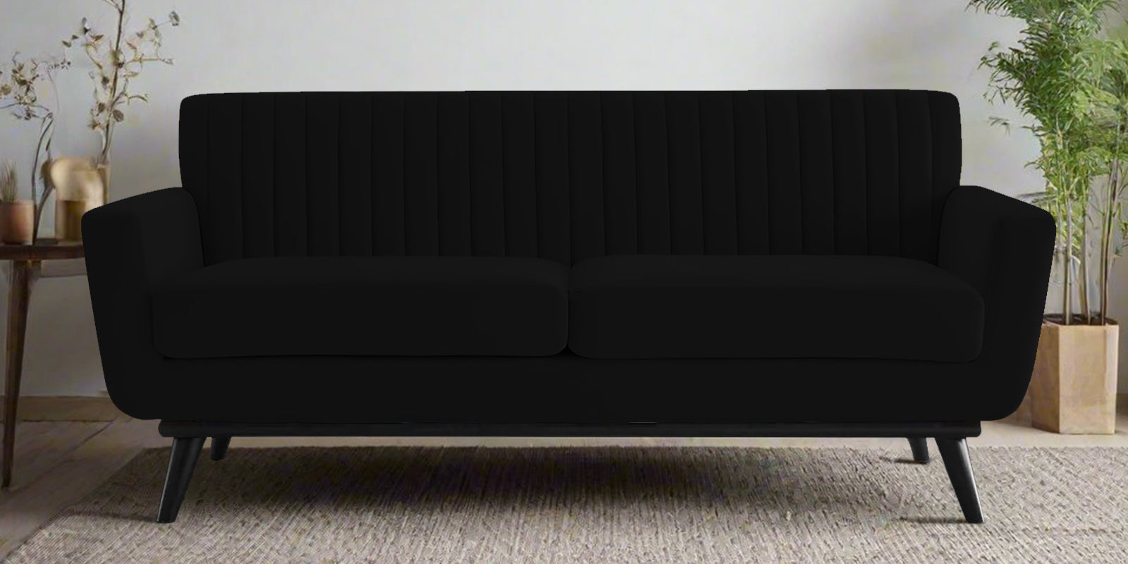 Tucker Velvet 2 Seater Sofa In Adam Black Colour - Febonic Living