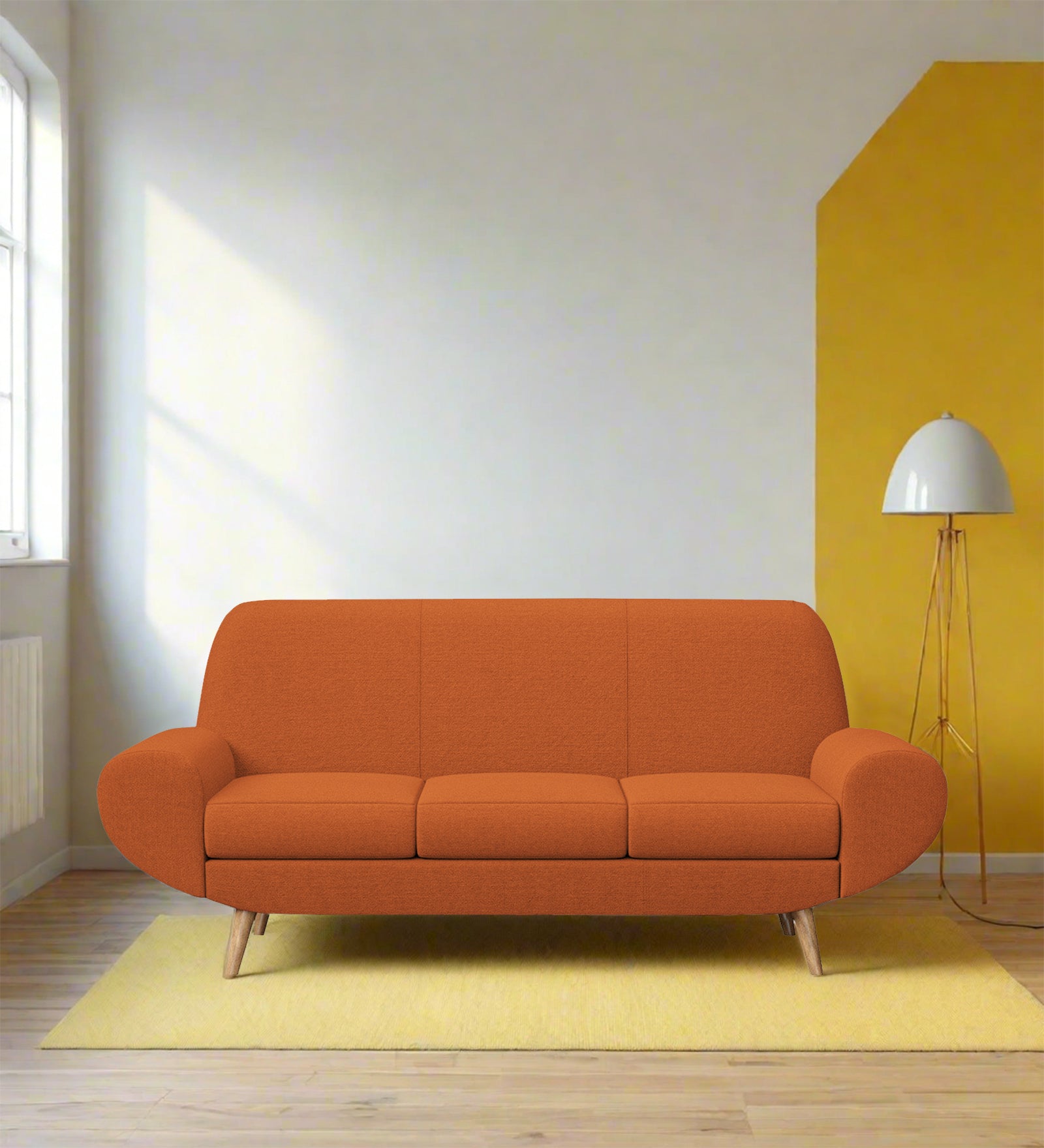 Jessy Fabric 3 Seater Sofa In Vivid Orange Colour - Febonic Living