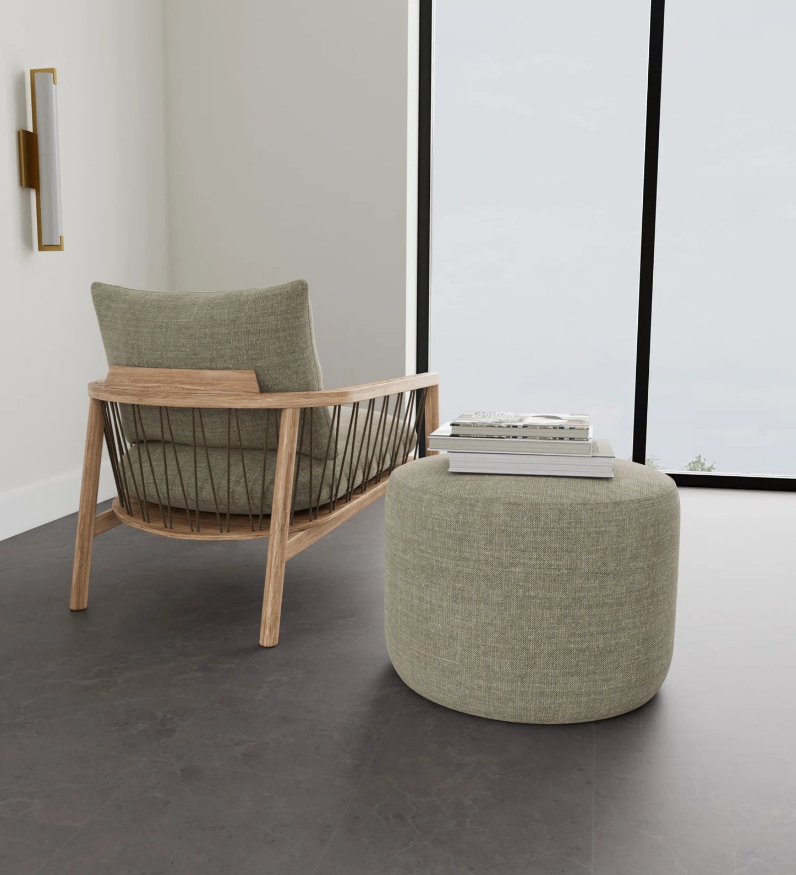 Dasa Fabric Pouffe In Ash Grey Colour - Febonic Living