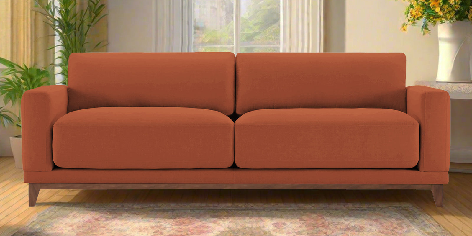 Esha Fabric 3 Seater Sofa In Royal Orange Colour - Febonic Living