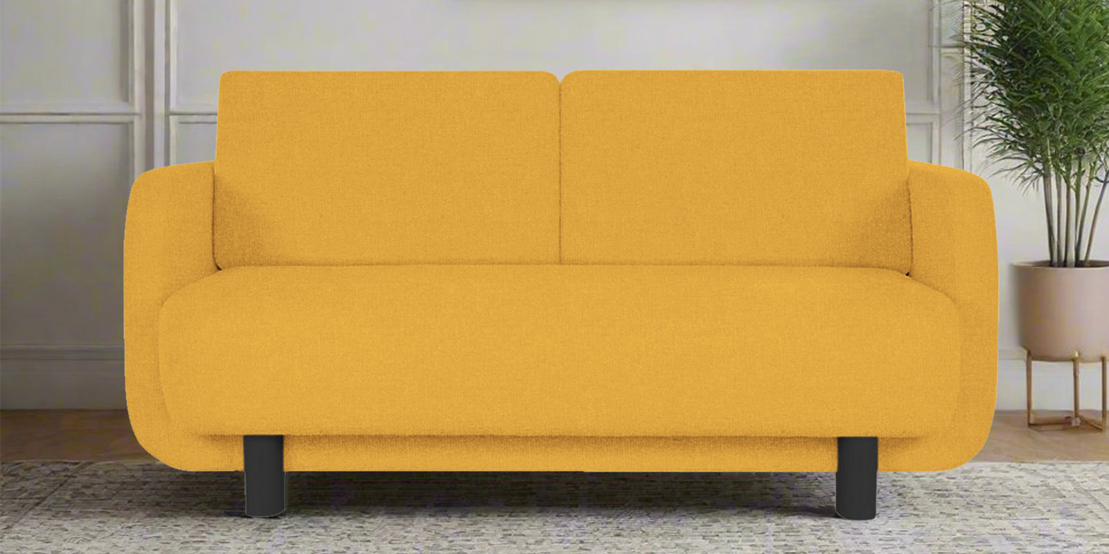Varu Fabric 2 Seater Sofa In Bold Yellow Colour - Febonic Living