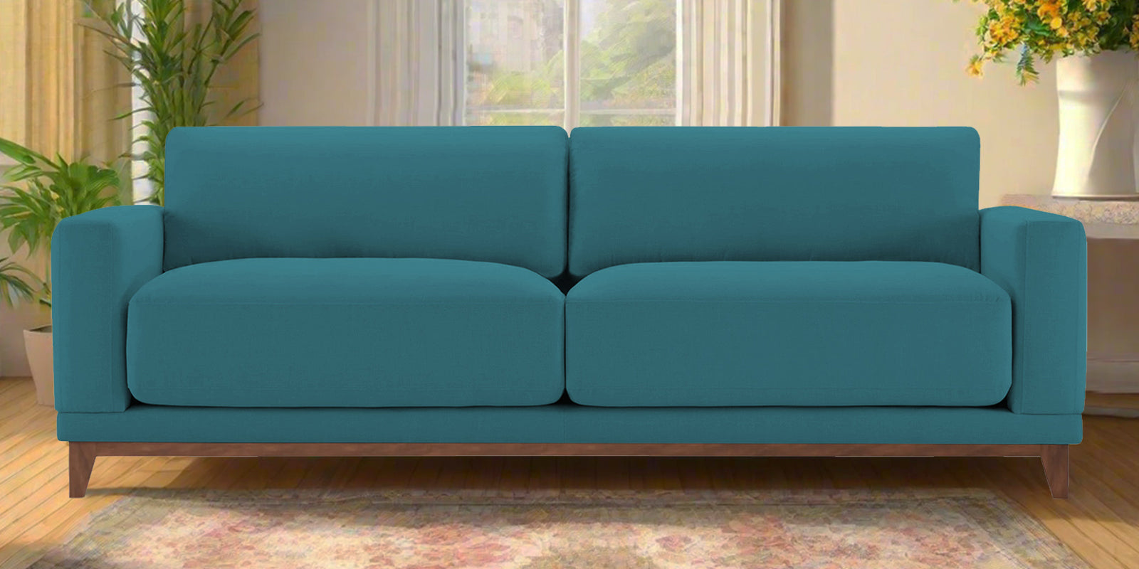Esha Fabric 3 Seater Sofa In Water Blue Colour - Febonic Living
