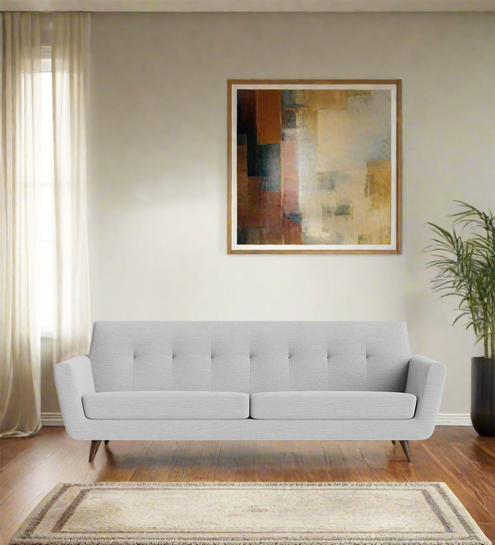 Jasmin Fabric 3 Seater Sofa In Lit Grey Colour - Febonic Living