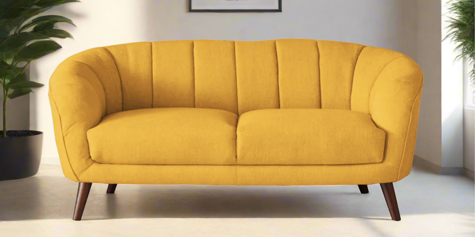 Benjamin Fabric 2 Seater Sofa In Bold Yellow Colour - Febonic Living