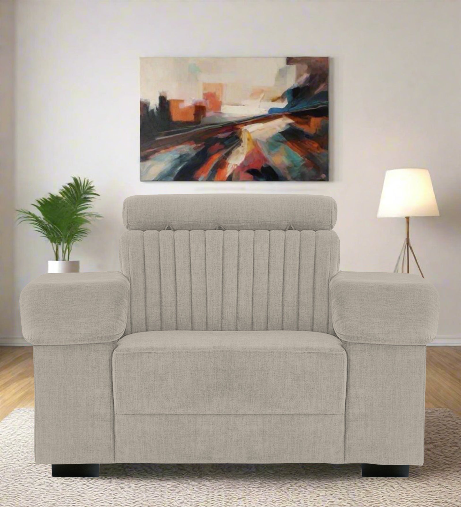 Draco Fabric 1 Seater Sofa In Ash Grey Colour - Febonic Living