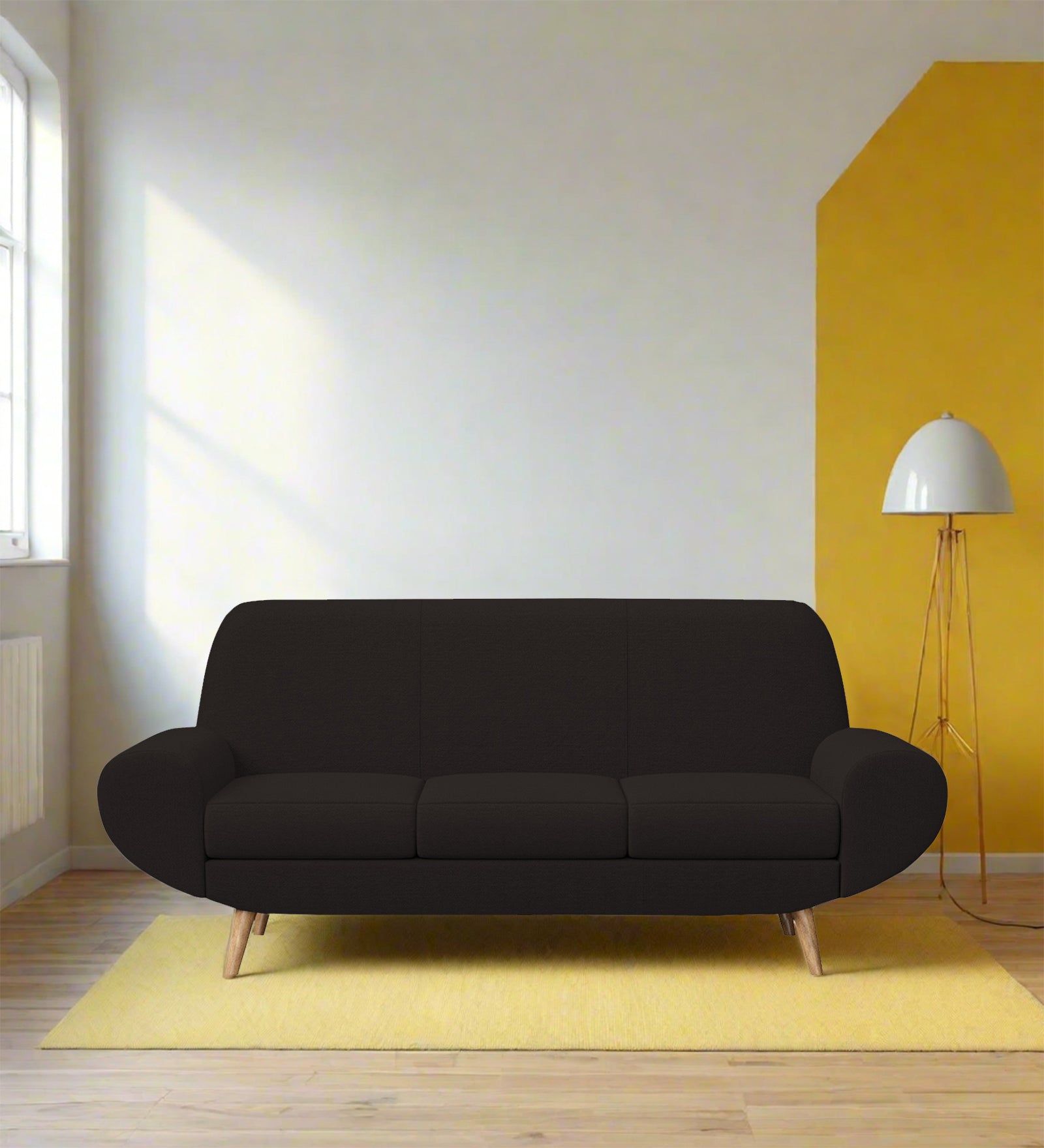 Jessy Fabric 3 Seater Sofa In Cara Brown Colour - Febonic Living