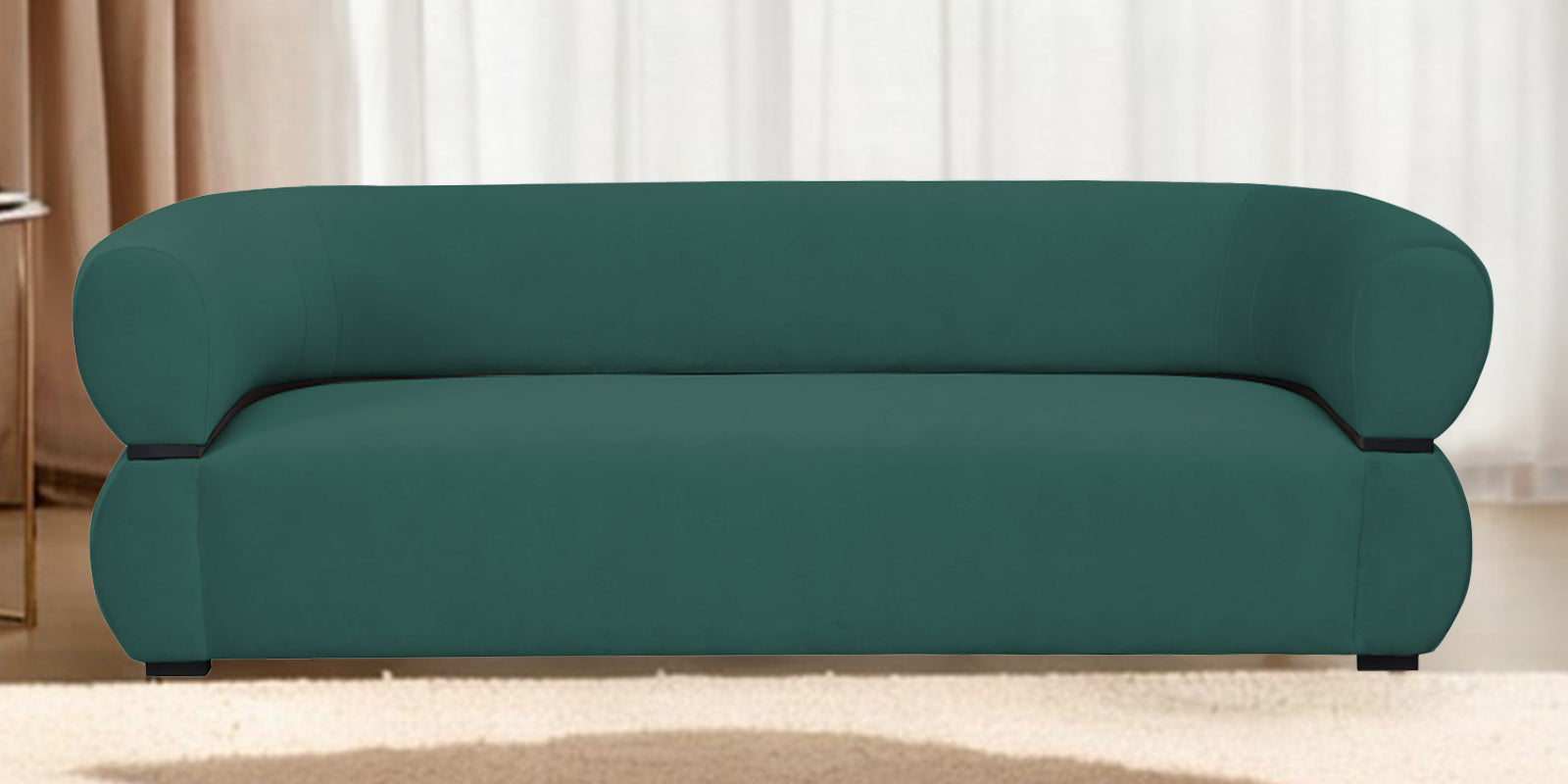 Kula Velvet 3 Seater Sofa In Pine Green Colour - Febonic Living