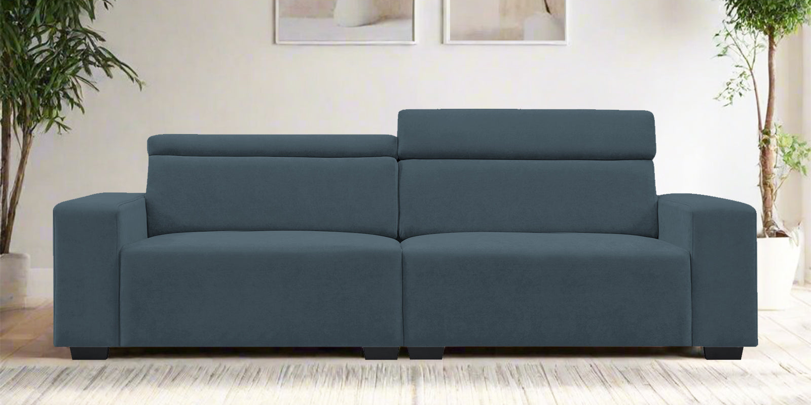Hiro Fabric 3 Seater Sofa In Cobalt Blue Colour - Febonic Living