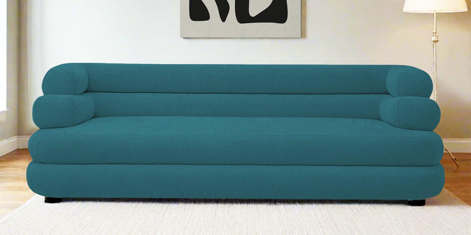 Wener Fabric 3 Seater Sofa In Water Blue Colour - Febonic Living