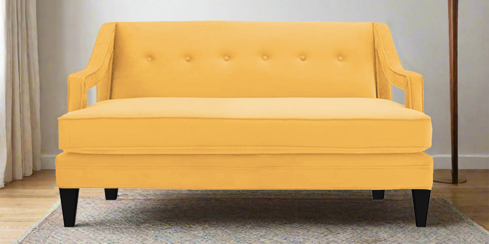 Daffy Velvet 2 Seater Sofa In Turmeric Yellow Colour - Febonic Living