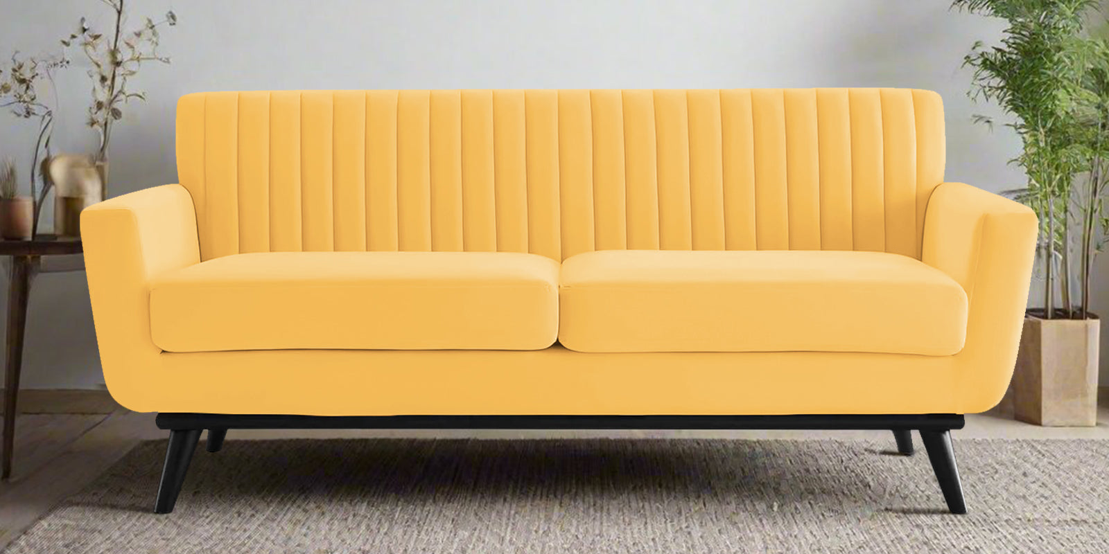 Tucker Velvet 2 Seater Sofa In Turmeric Yellow Colour - Febonic Living