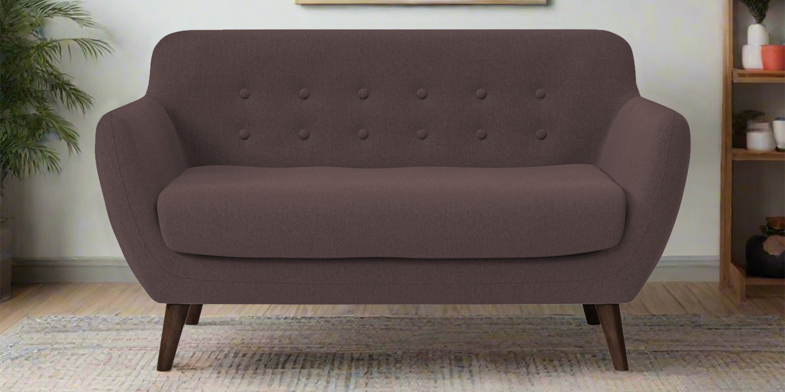 Goofy Fabric 2 Seater Sofa In Night Brown Colour - Febonic Living