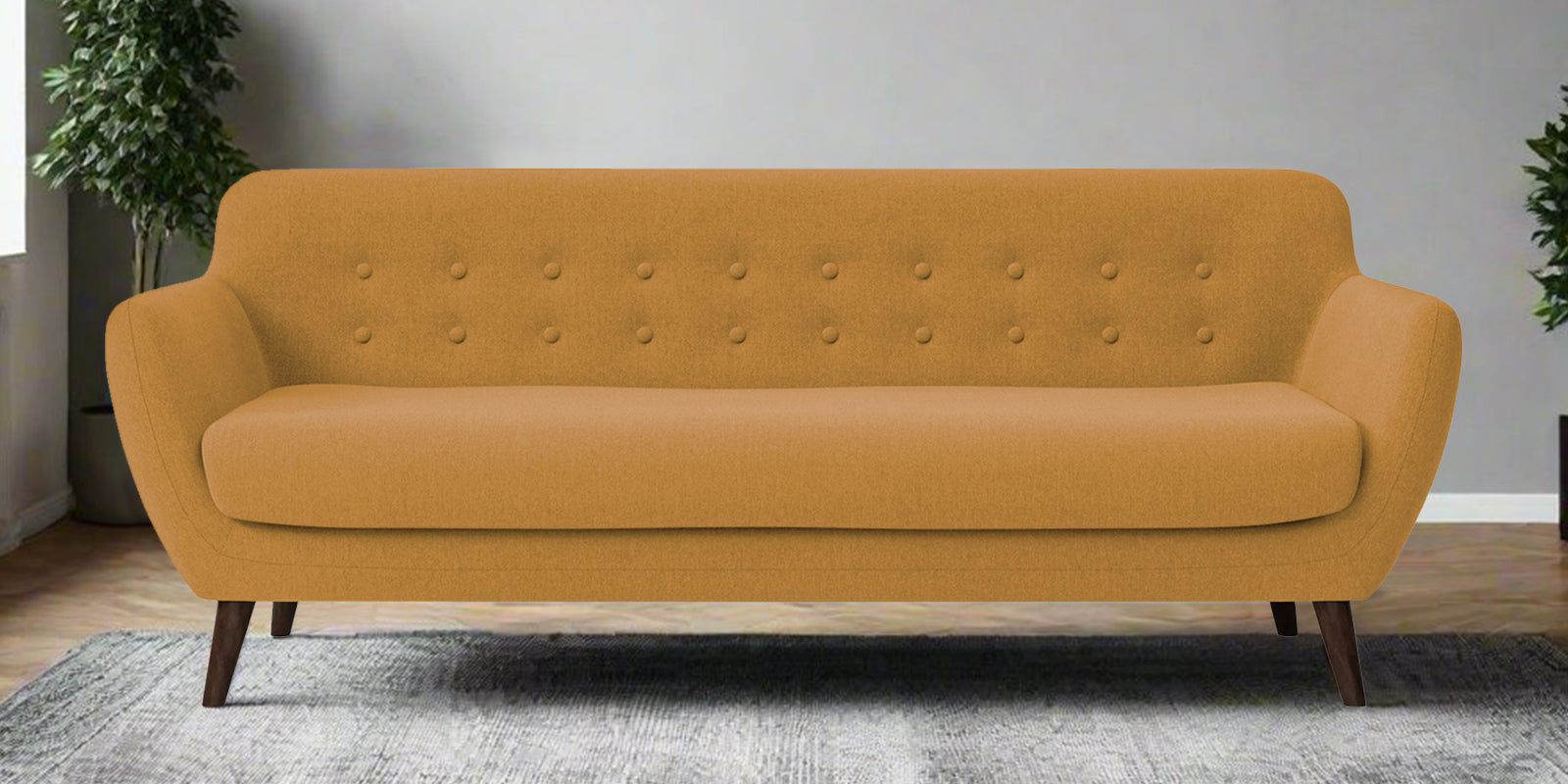 Goofy Fabric 3 Seater Sofa In Corn Yellow Colour - Febonic Living