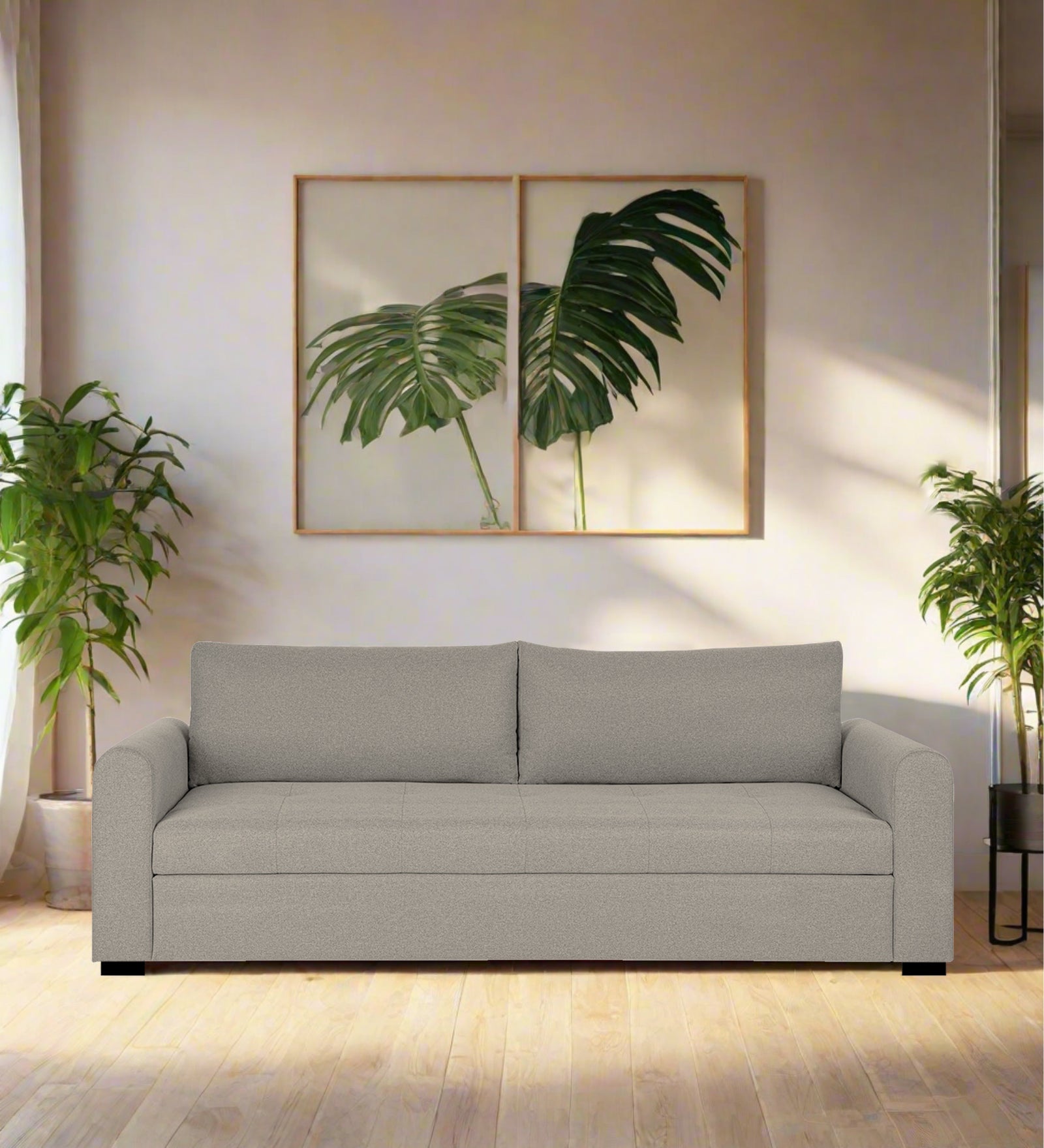 Sigma Fabric 3 Seater Sofa In Ash Grey Colour - Febonic Living