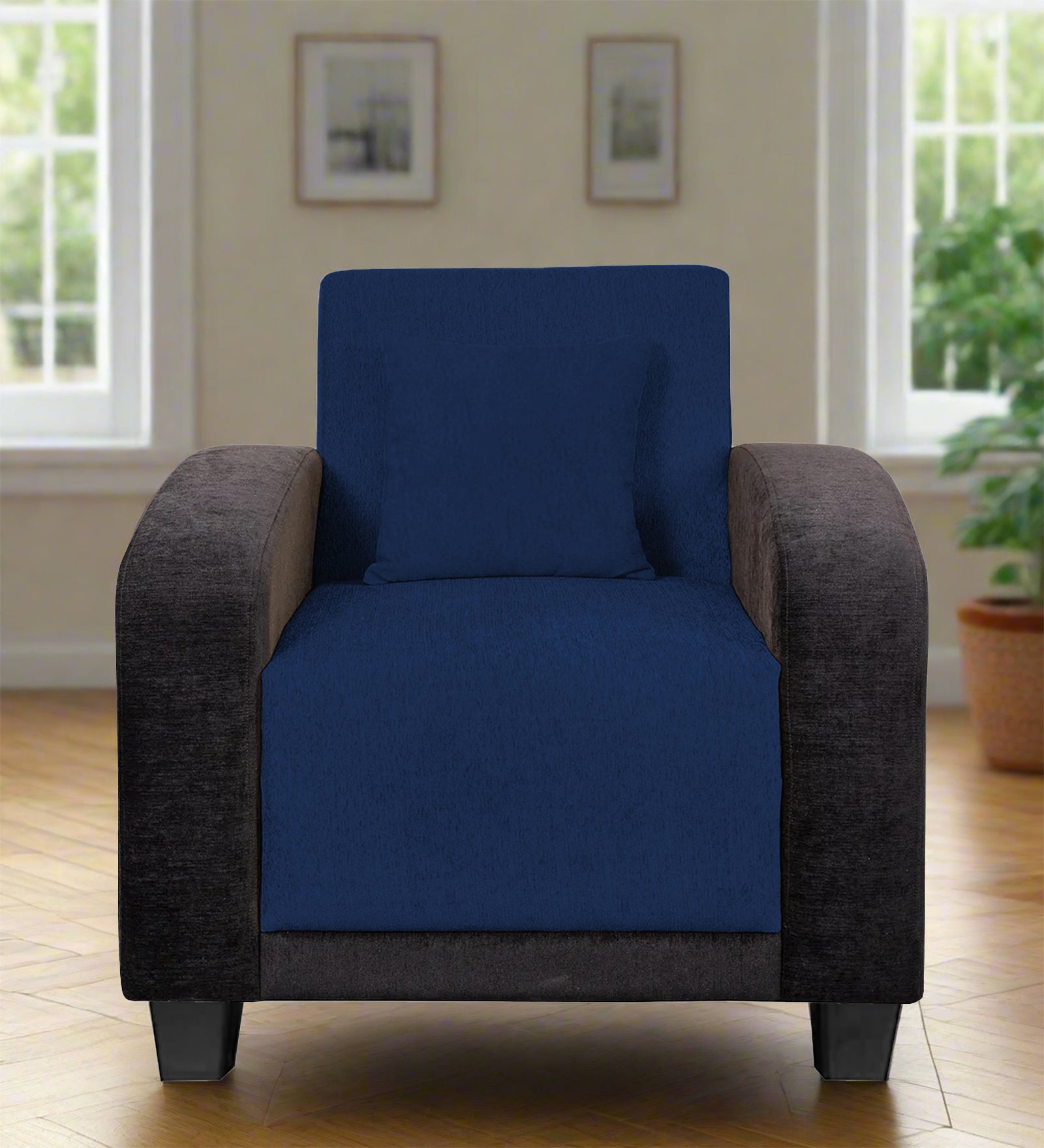 Alex Fabric 1 Seater Sofa In Royal Blue Colour - Febonic Living