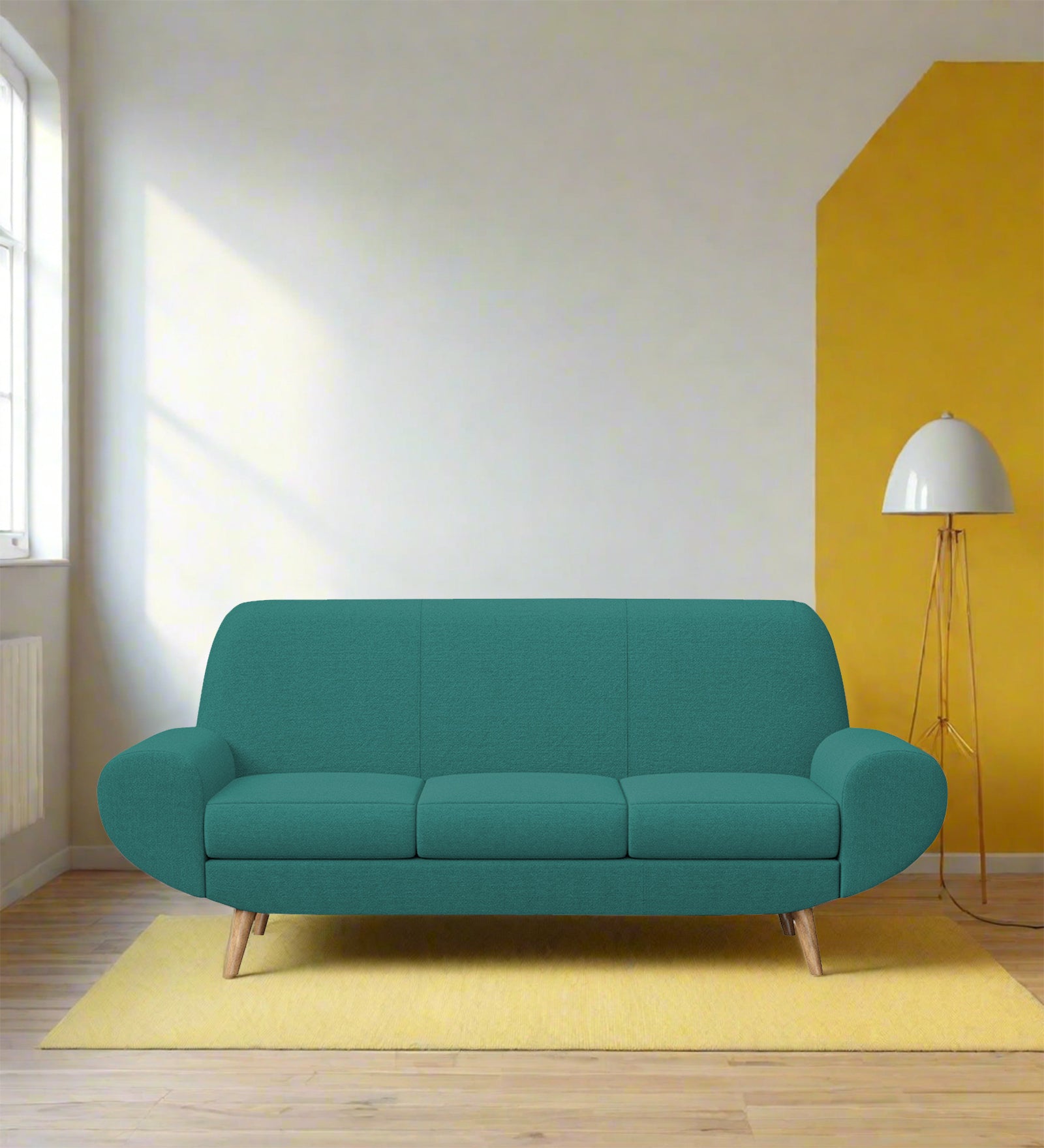 Jessy Fabric 3 Seater Sofa In Sea Green Colour - Febonic Living