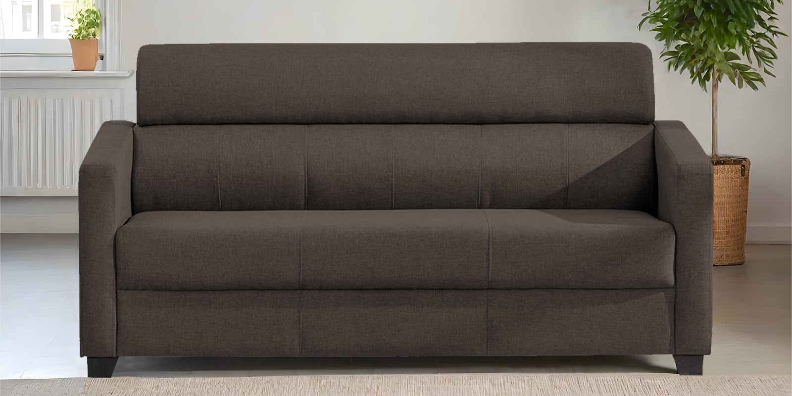 Devo Fabric 3 Seater Sofa In Caspa Brown Colour - Febonic Living
