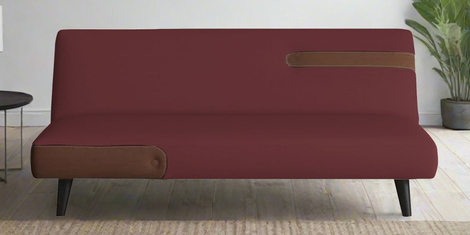 Vedan Fabric 3 Seater Convertible Sofa Cum Bed In Blaze Red Colour - Febonic Living