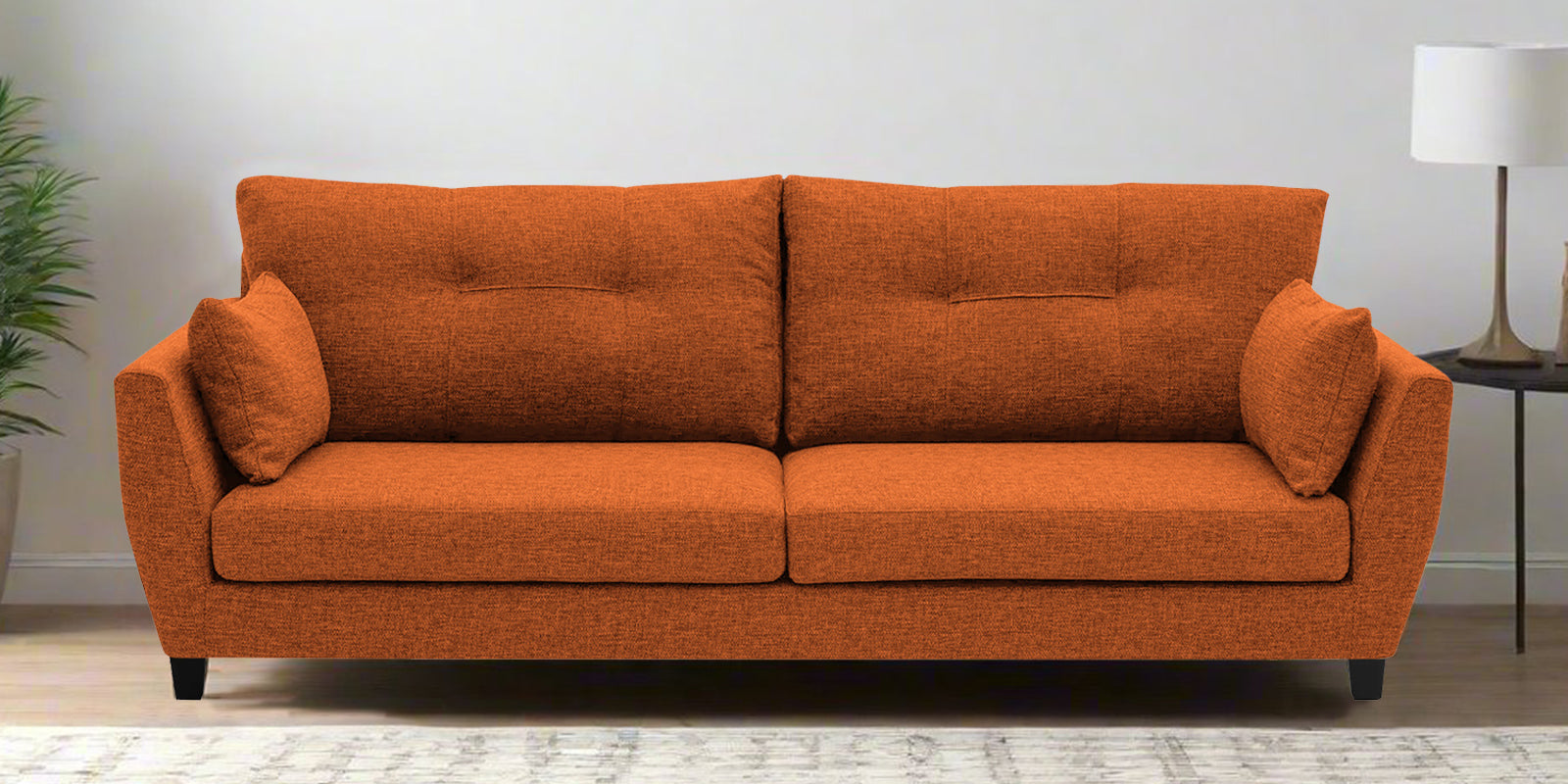 Mario Fabric 3 Seater Sofa In Vivid Orange Colour - Febonic Living