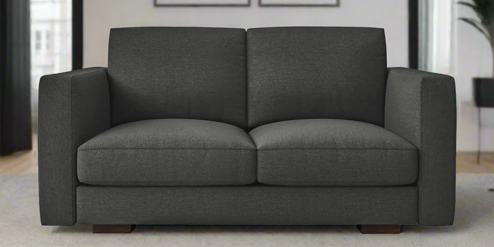 Messy Fabric 2 Seater Sofa In Charcoal Grey Colour - Febonic Living