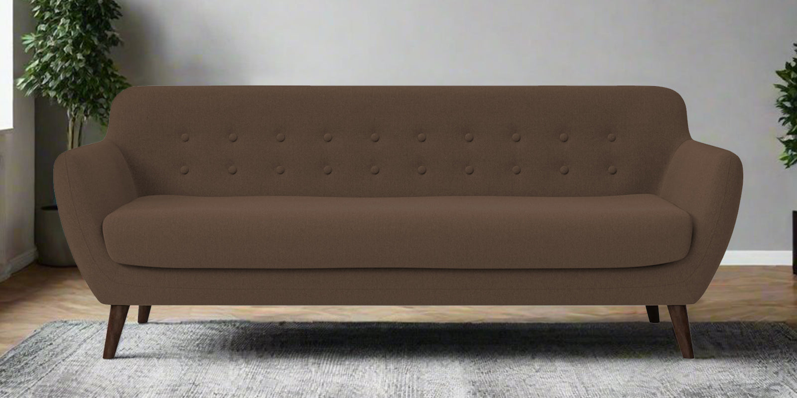 Goofy Fabric 3 Seater Sofa In Rosy Brown Colour - Febonic Living