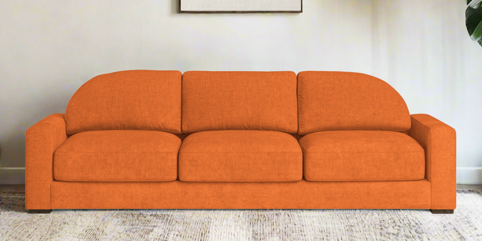 Dara Fabric 3 Seater Sofa In Vivid Orange Colour