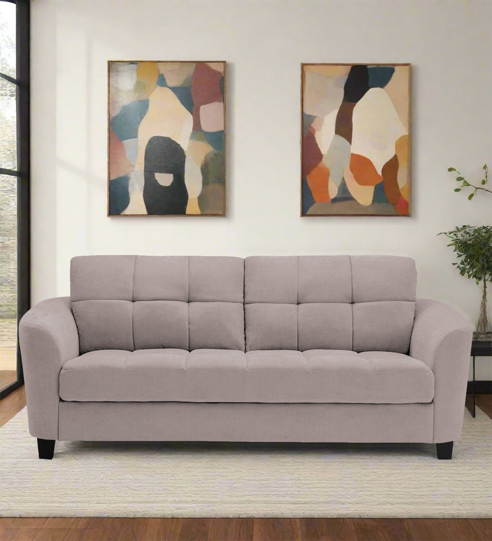 Mulan Fabric 2 Seater Sofa In Almond Beige Colour - Febonic Living