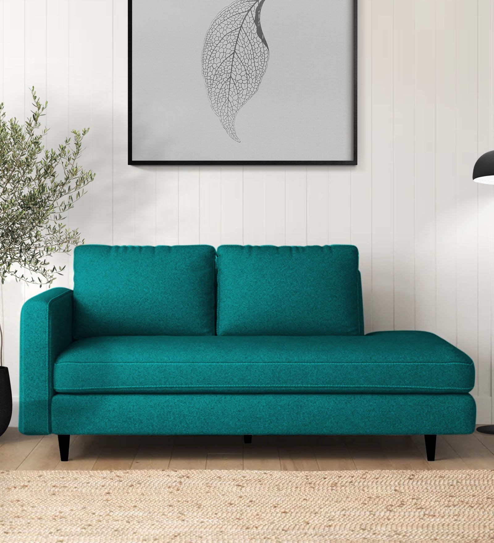 Alitza Fabric RHS Chaise Lounger In Sea Green Colour - Febonic Living