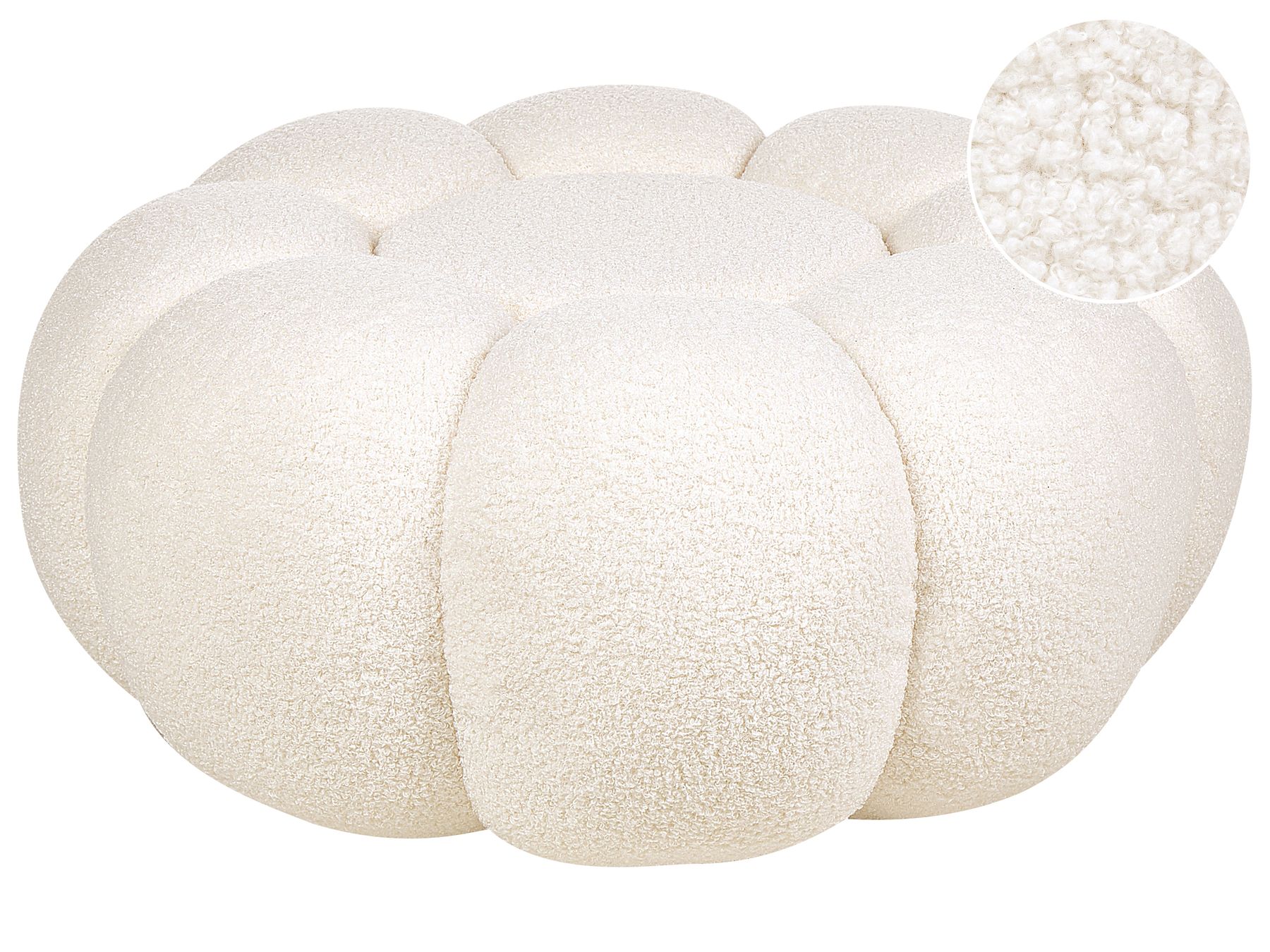 Wart Boucle Pouffe In Shell White Colour - Febonic Living