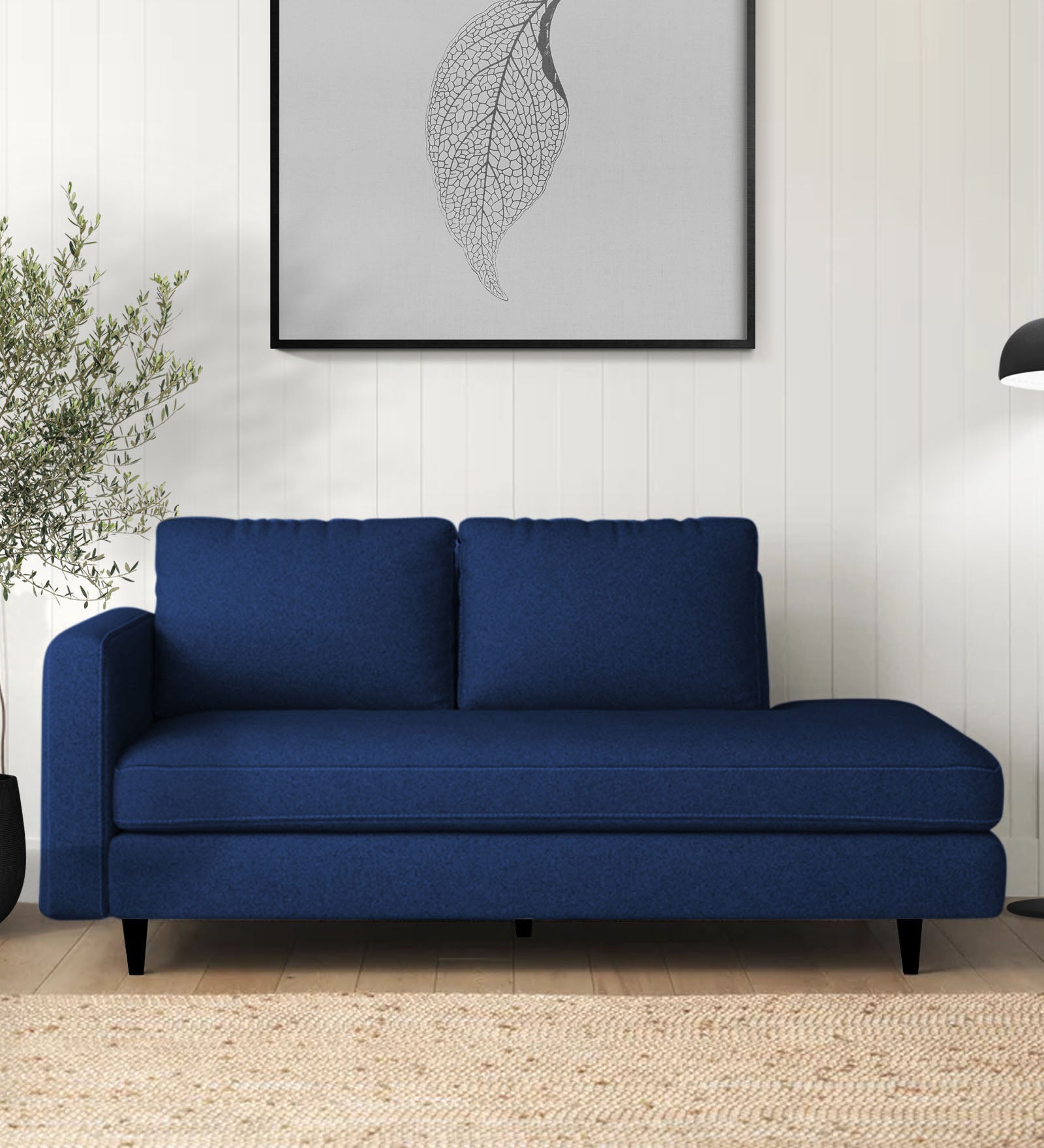 Alitza Fabric RHS Chaise Lounger In Royal Blue Colour - Febonic Living