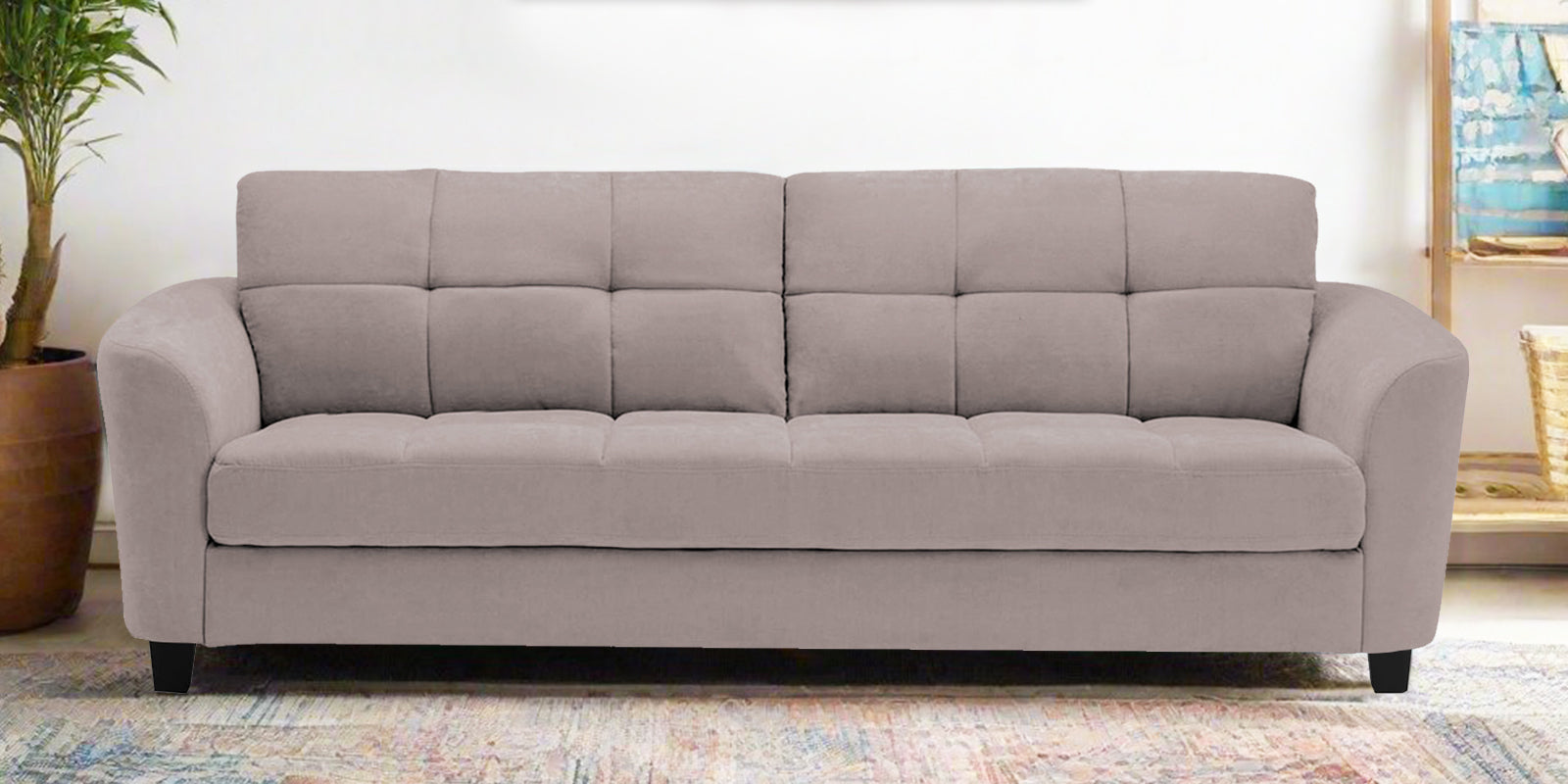 Mulan Fabric 3 Seater Sofa In Almond Beige Colour - Febonic Living