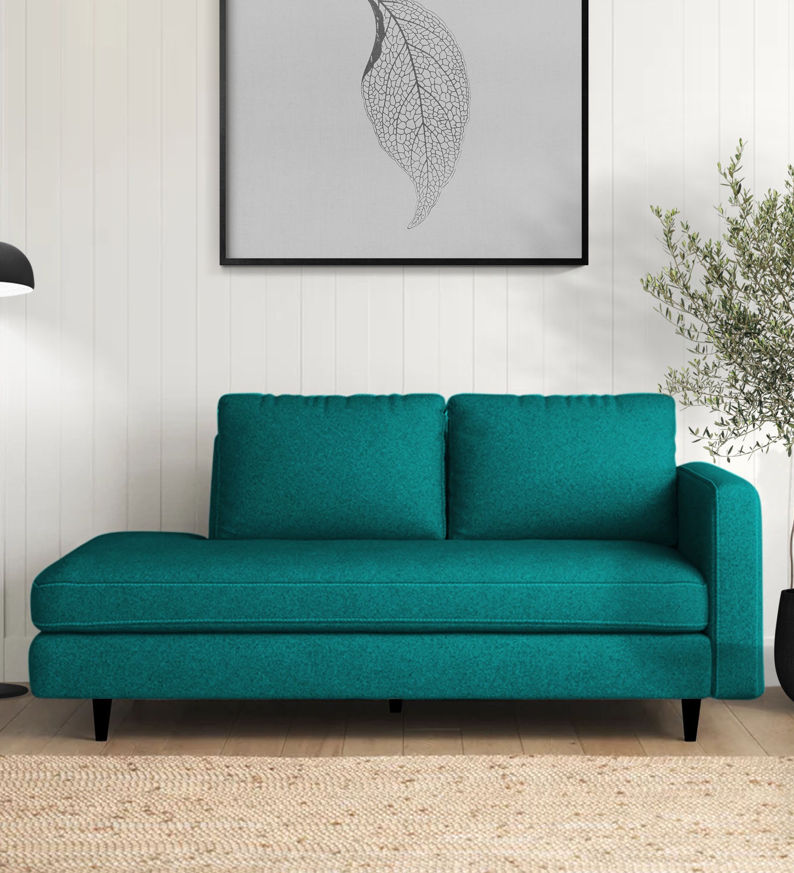 Alitza Fabric LHS Chaise Lounger In Sea Green Colour - Febonic Living