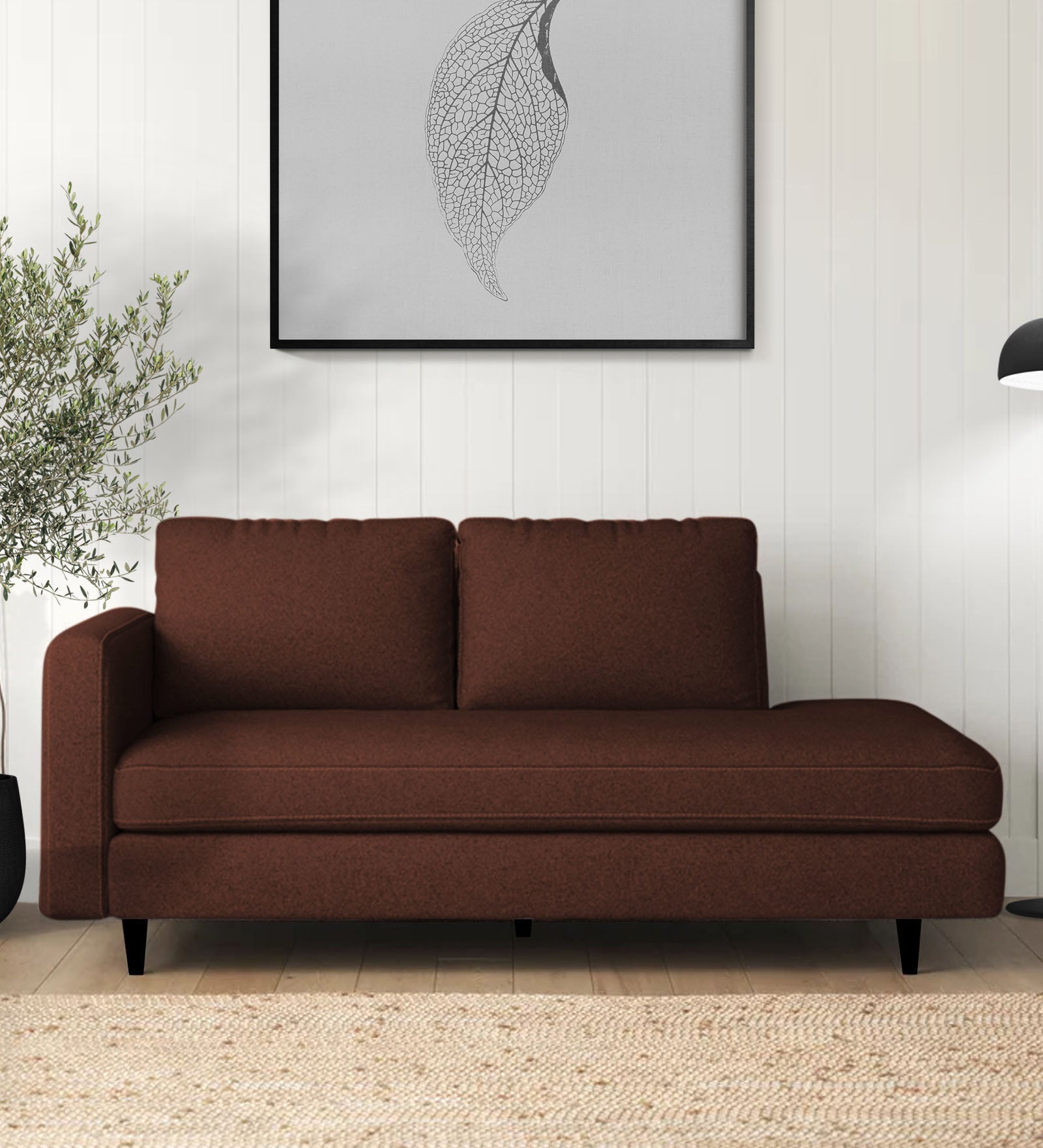 Alitza Fabric RHS Chaise Lounger In Coffee Brown Colour - Febonic Living
