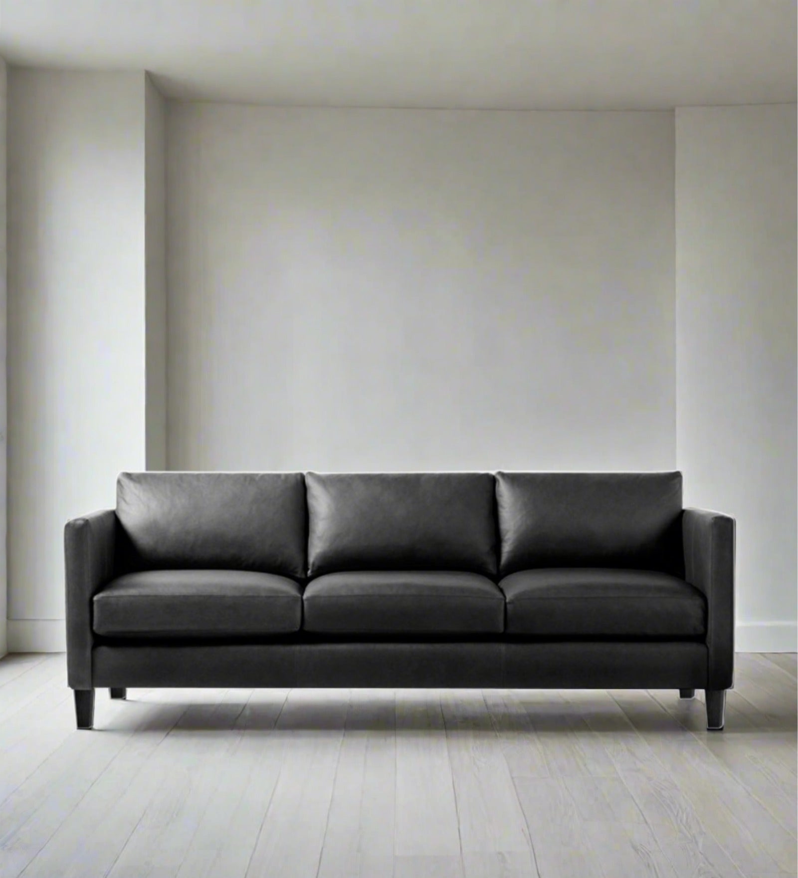 Livi Leatherette 3 Seater Sofa In Lama Black Colour - Febonic Living