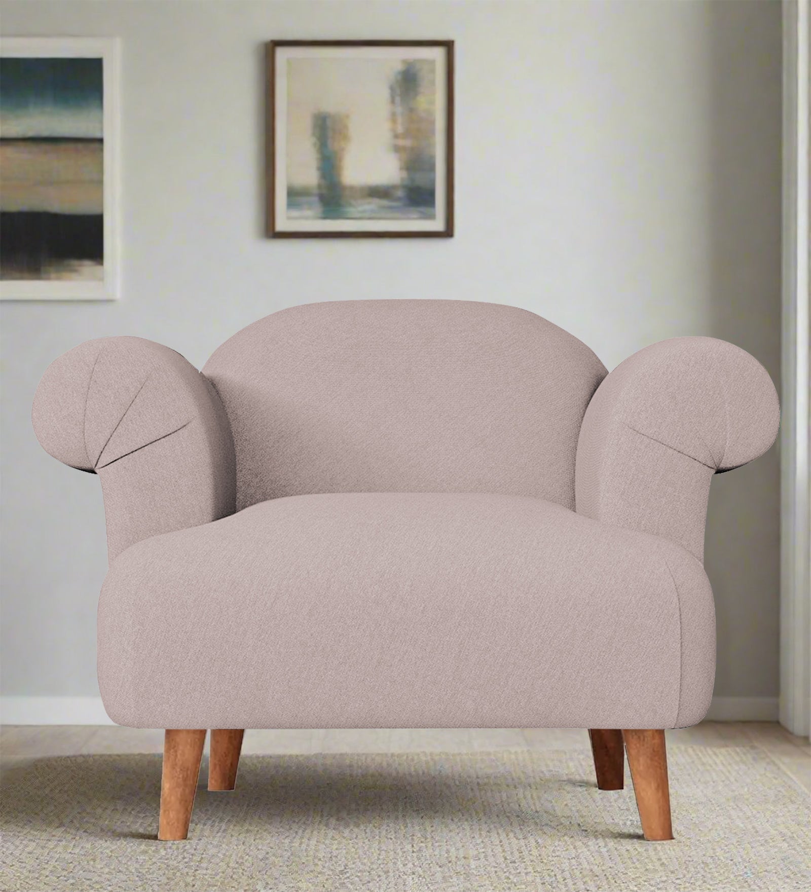 Barber Fabric 1 Seater Sofa In Almond Beige Colour - Febonic Living