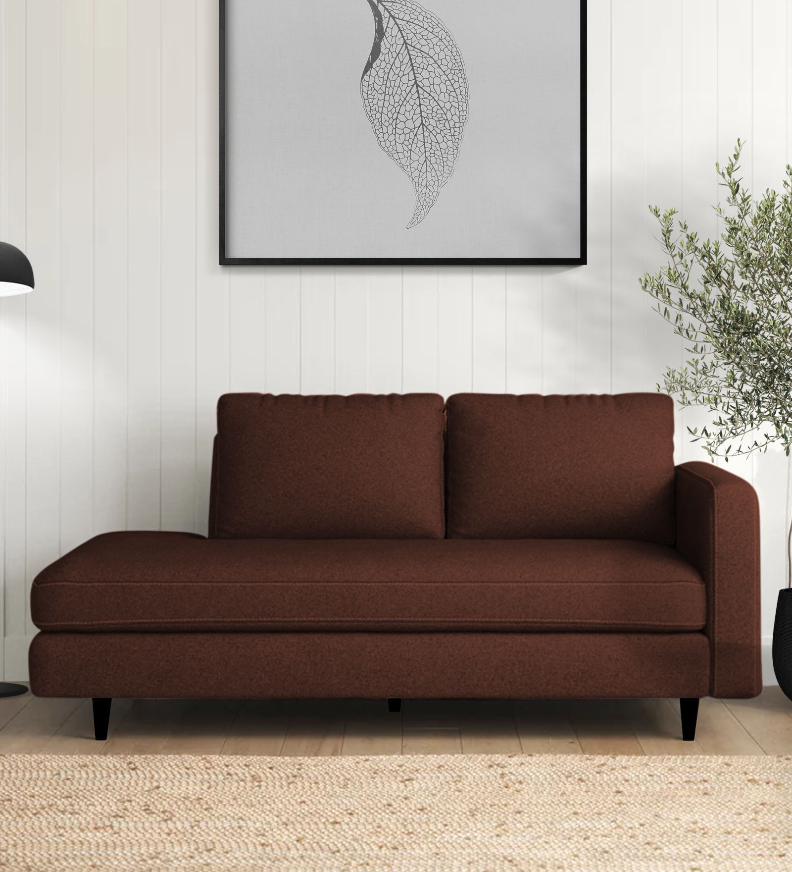 Alitza Fabric LHS Chaise Lounger In Coffee Brown Colour - Febonic Living