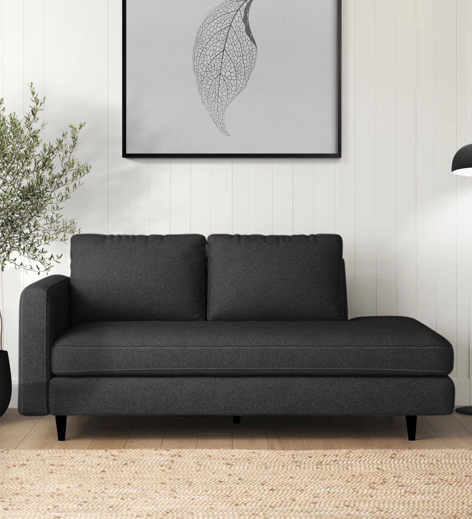 Alitza Fabric RHS Chaise Lounger In Charcoal Grey Colour - Febonic Living