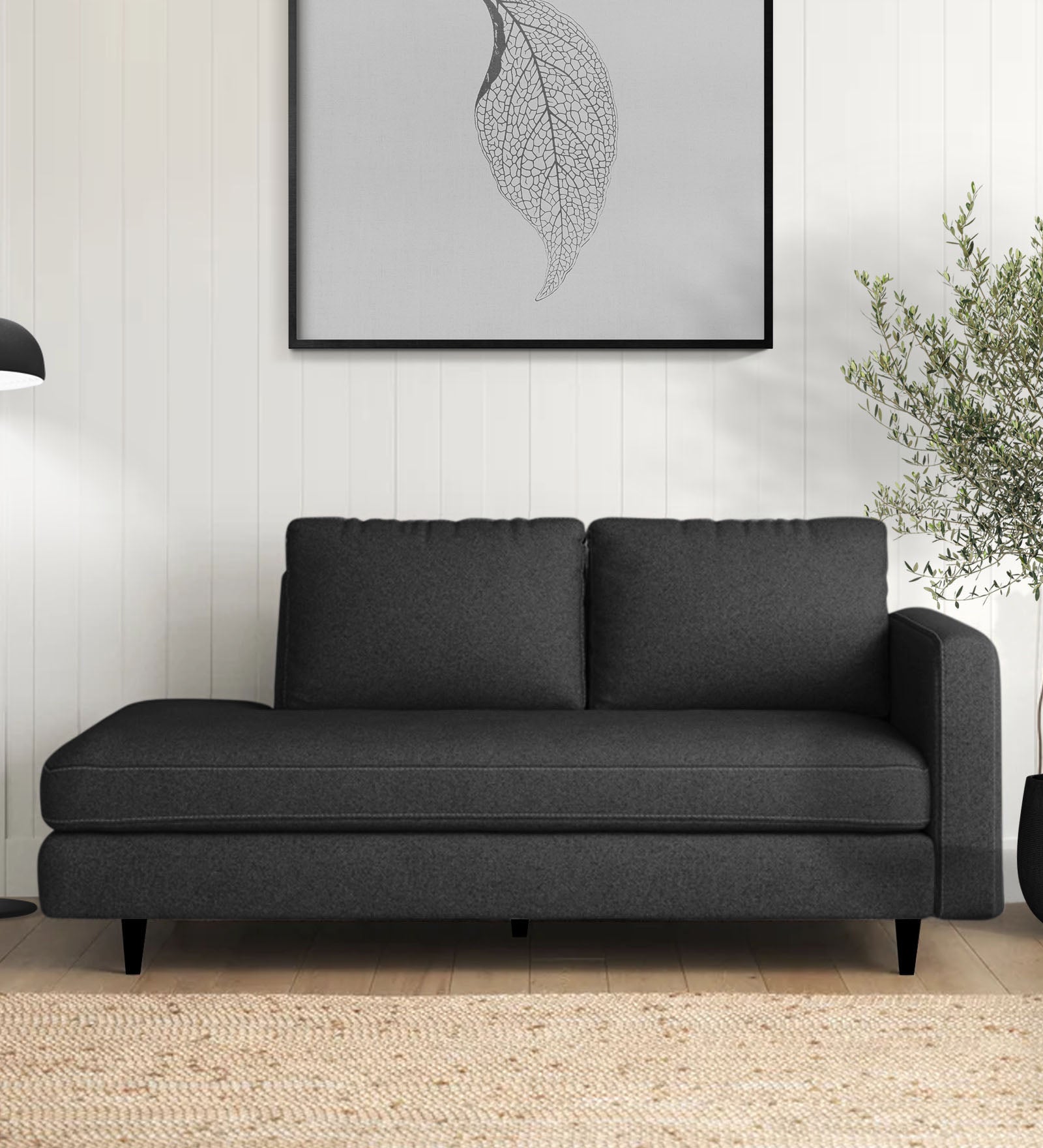 Alitza Fabric LHS Chaise Lounger In Charcoal Grey Colour - Febonic Living
