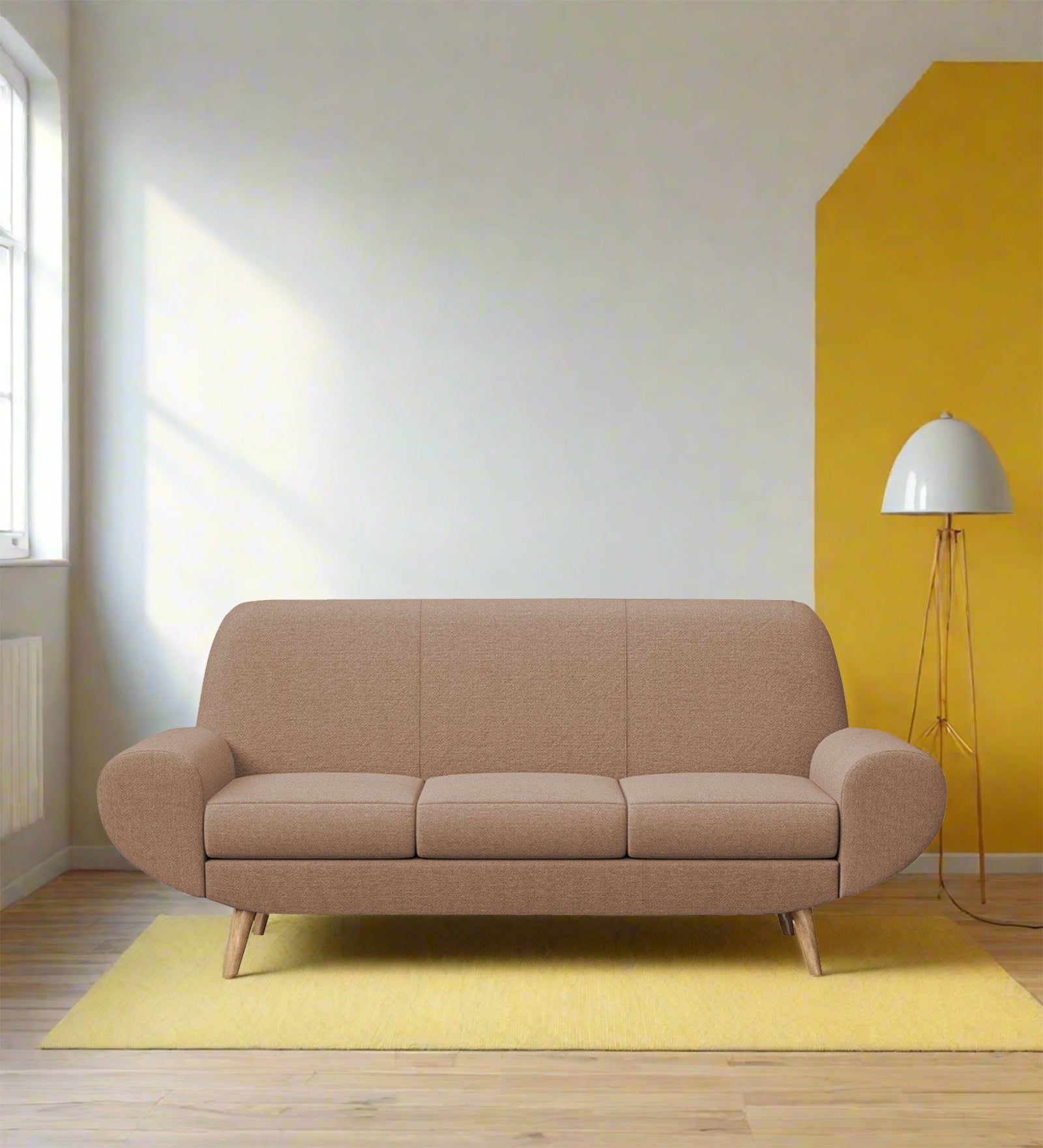 Jessy Fabric 3 Seater Sofa In Cosmic Beige Colour - Febonic Living
